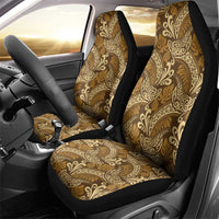 Brown Gold Monstera Car Seat Cover Polynesian Tribal Pattern - Polynesian Pride