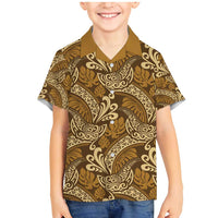Brown Gold Monstera Family Matching Mermaid Dress and Hawaiian Shirt Polynesian Tribal Pattern - Polynesian Pride