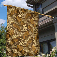 Brown Gold Monstera Garden Flag Polynesian Tribal Pattern - Polynesian Pride