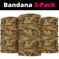 Brown Gold Monstera Neck Gaiter Polynesian Tribal Pattern - Polynesian Pride