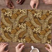 Brown Gold Monstera Puzzle Polynesian Tribal Pattern - Polynesian Pride