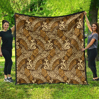 Brown Gold Monstera Quilt Polynesian Tribal Pattern - Polynesian Pride