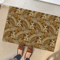 Brown Gold Monstera Rubber Doormat Polynesian Tribal Pattern - Polynesian Pride