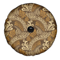 Brown Gold Monstera Spare Tire Cover Polynesian Tribal Pattern - Polynesian Pride