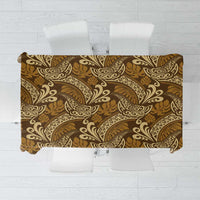 Brown Gold Monstera Tablecloth Polynesian Tribal Pattern - Polynesian Pride