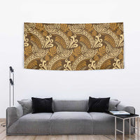 Brown Gold Monstera Tapestry Polynesian Tribal Pattern - Polynesian Pride