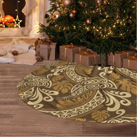 Brown Gold Monstera Tree Skirt Polynesian Tribal Pattern - Polynesian Pride