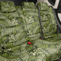 Olive Green Monstera Back Car Seat Cover Polynesian Tribal Pattern - Polynesian Pride