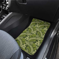Olive Green Monstera Car Mats Polynesian Tribal Pattern - Polynesian Pride