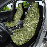 Olive Green Monstera Car Seat Cover Polynesian Tribal Pattern - Polynesian Pride