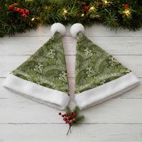 Olive Green Monstera Christmas Santa Hat Polynesian Tribal Pattern - Polynesian Pride