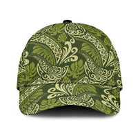 Olive Green Monstera Classic Cap Polynesian Tribal Pattern - Polynesian Pride
