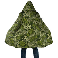 Olive Green Monstera Cloak Polynesian Tribal Pattern - Polynesian Pride