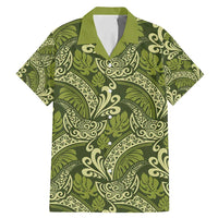 Olive Green Monstera Family Matching Mermaid Dress and Hawaiian Shirt Polynesian Tribal Pattern - Polynesian Pride