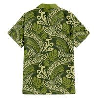 Olive Green Monstera Family Matching Summer Maxi Dress and Hawaiian Shirt Polynesian Tribal Pattern - Polynesian Pride