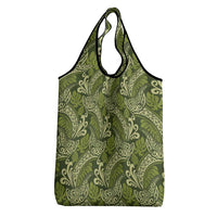 Olive Green Monstera Grocery Bag Polynesian Tribal Pattern - Polynesian Pride