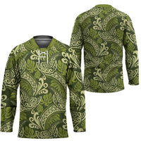 Olive Green Monstera Hockey Jersey Polynesian Tribal Pattern - Polynesian Pride