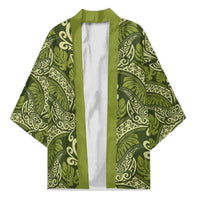 Olive Green Monstera Kimono Polynesian Tribal Pattern - Polynesian Pride