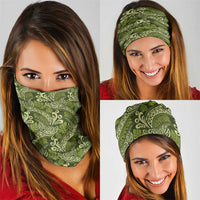 Olive Green Monstera Neck Gaiter Polynesian Tribal Pattern - Polynesian Pride