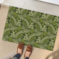 Olive Green Monstera Rubber Doormat Polynesian Tribal Pattern - Polynesian Pride