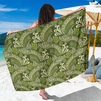 Olive Green Monstera Sarong Polynesian Tribal Pattern - Polynesian Pride