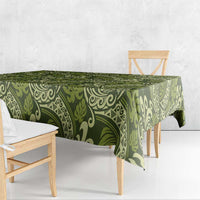 Olive Green Monstera Tablecloth Polynesian Tribal Pattern - Polynesian Pride