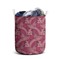 Sweet Pink Monstera Laundry Basket Polynesian Tribal Pattern - Polynesian Pride