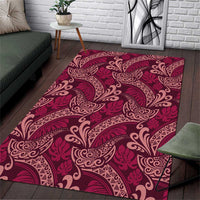 Sweet Pink Monstera Area Rug Polynesian Tribal Pattern - Polynesian Pride