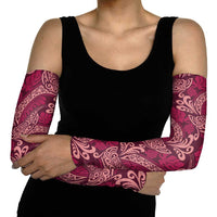 Sweet Pink Monstera Arm Sleeves Polynesian Tribal Pattern - Polynesian Pride