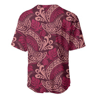 Sweet Pink Monstera Baseball Jersey Polynesian Tribal Pattern - Polynesian Pride