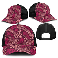Sweet Pink Monstera Baseball Net Cap Polynesian Tribal Pattern - Polynesian Pride