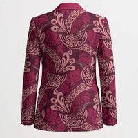 Sweet Pink Monstera Blazer Polynesian Tribal Pattern - Polynesian Pride