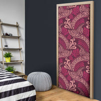 Sweet Pink Monstera Door Cover Polynesian Tribal Pattern - Polynesian Pride