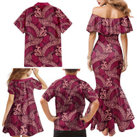 Sweet Pink Monstera Family Matching Mermaid Dress and Hawaiian Shirt Polynesian Tribal Pattern - Polynesian Pride