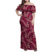 Sweet Pink Monstera Family Matching Off Shoulder Maxi Dress and Hawaiian Shirt Polynesian Tribal Pattern - Polynesian Pride