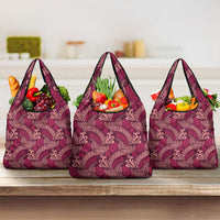 Sweet Pink Monstera Grocery Bag Polynesian Tribal Pattern - Polynesian Pride