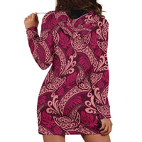Sweet Pink Monstera Hoodie Dress Polynesian Tribal Pattern - Polynesian Pride