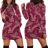 Sweet Pink Monstera Hoodie Dress Polynesian Tribal Pattern - Polynesian Pride