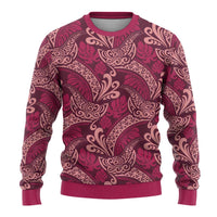 Sweet Pink Monstera Ugly Christmas Sweater Polynesian Tribal Pattern - Polynesian Pride