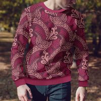 Sweet Pink Monstera Ugly Christmas Sweater Polynesian Tribal Pattern - Polynesian Pride