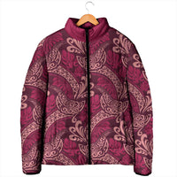 Sweet Pink Monstera Padded Jacket Polynesian Tribal Pattern - Polynesian Pride