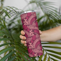 Sweet Pink Monstera Skinny Tumbler Polynesian Tribal Pattern - Polynesian Pride