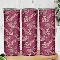 Sweet Pink Monstera Skinny Tumbler Polynesian Tribal Pattern - Polynesian Pride