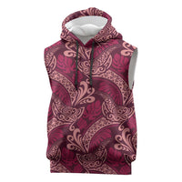 Sweet Pink Monstera Sleeveless Hoodie Polynesian Tribal Pattern - Polynesian Pride