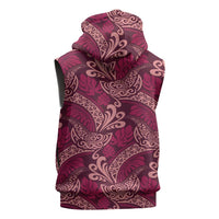 Sweet Pink Monstera Sleeveless Zip Hoodie Polynesian Tribal Pattern - Polynesian Pride