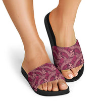 Sweet Pink Monstera Slide Sandals Polynesian Tribal Pattern - Polynesian Pride
