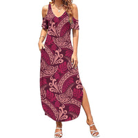 Sweet Pink Monstera Summer Maxi Dress Polynesian Tribal Pattern - Polynesian Pride
