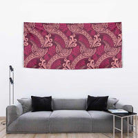 Sweet Pink Monstera Tapestry Polynesian Tribal Pattern - Polynesian Pride