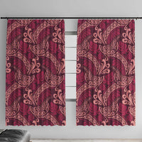 Sweet Pink Monstera Window Curtain Polynesian Tribal Pattern - Polynesian Pride