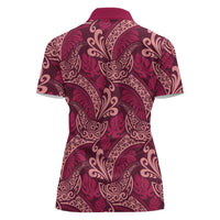 Sweet Pink Monstera Women Polo Shirt Polynesian Tribal Pattern - Polynesian Pride